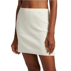 Free People Cream‎ Laurel Ribbed Micro Mini Skirt Size L